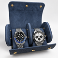 Étui en cuir bleu pour 2 montres